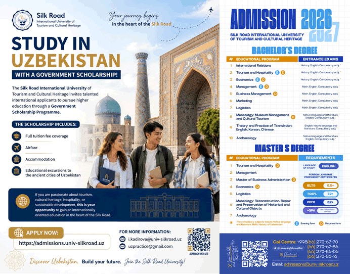 Study in Uzbekistan with a Government Scholarship - Silk Road International University admission 2026