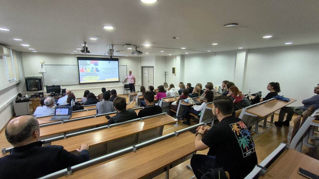 Students and staff in the SEDO seminar hall during the Sharing Erasmus+ Experiences event, 15 October 2026
