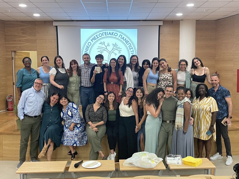 Rutgers and HMU students and faculty after the final presentations at HMU, Heraklion